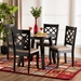 Baxton Studio Lexi Modern Beige Fabric and Dark Brown Finished Wood 5-Piece Dining Set - BSOLexi-Sand/Dark Brown-5PC Dining Set