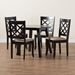 Baxton Studio Lexi Modern Beige Fabric and Dark Brown Finished Wood 5-Piece Dining Set - BSOLexi-Sand/Dark Brown-5PC Dining Set