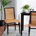 bali & pari Lingga Modern Bohemian Dark Brown Mahogany Wood and Natural Rattan Dining Chair - BSOLingga-Mahogany-DC
