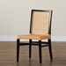 bali & pari Lingga Modern Bohemian Dark Brown Mahogany Wood and Natural Rattan Dining Chair - BSOLingga-Mahogany-DC