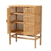 bali & pari Vivan Modern Bohemian Natural Brown Rattan and Mahogany Wood 3-Shelf Storage Cabinet - BSOVivan-W81-Mahogany-Cabinet