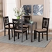 Baxton Studio Olympia Modern Beige Fabric and Espresso Brown Finished Wood 5-Piece Dining Set - BSORH386C-Sand/Dark Brown-5PC Dining Set