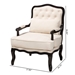 Baxton Studio Dion Traditional French Cream Fabric and Wenge Brown Finished Wood Accent Chair - BSOBBT5470.12 A1-Cream/Wenge-Chair