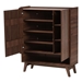 Baxton Studio Paricia Mid-Century Modern Walnut Brown Finished Wood Shoe Cabinet - BSOSESC70340WI-CLB-Shoe Cabinet