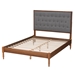 Baxton Studio Odeya Classic and Traditional Grey Fabric and Walnut Brown Finished Wood Queen Size Platform Bed - BSOMG9765/0012-Queen