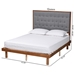 Baxton Studio Bellini Classic and Traditional Grey Fabric and Walnut Brown Finished Wood King Size Platform Bed - BSOMG9765/0082S-King