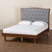 Baxton Studio Sereno Classic and Traditional Grey Fabric and Walnut Brown Finished Wood Queen Size Platform bed - BSOMG9767-/97043-Queen