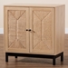 Baxton Studio Cherelle Mid-Century Modern Light Brown and Black 2-Door Storage Cabinet - BSOSR221278-Wooden-Cabinet