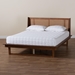 Baxton Studio Aveena Mid-Century Modern Walnut Brown Finished Wood Queen Size Platform Bed - BSOMG0004-3-Ash Walnut/Rattan-Queen