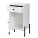 Baxton Studio Nefeli Mid-Century Transitional White Finished Wood and Black Metal 1-Drawer Storage Cabinet - BSOJY23A335R-White Wooden-Cabinet