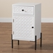 Baxton Studio Nefeli Mid-Century Transitional White Finished Wood and Black Metal 1-Drawer Storage Cabinet - BSOJY23A335R-White Wooden-Cabinet