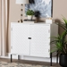 Baxton Studio Nefeli Mid-Century Transitional White Finished Wood and Black Metal 2-Door Storage Cabinet - BSOJY23A336R-White Wooden-Cabinet