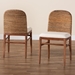 bali & pari Nadim Modern Bohemian Natural Seagrass and Acacia Wood 2-Piece Dining Chair Set - BSONew York-Wood/Banana-DC