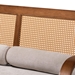 Baxton Studio Sage Modern Japandi Light Grey Fabric and Walnut Brown Finished Wood Loveseat with Woven Rattan - BSORDS-S990-2S-Grey/Walnut PE Rattan-LS