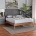 Baxton Studio Lorana Mid-Century Modern Grey Fabric and Walnut Brown Wood Queen Size Platform Bed - BSOMG9772/9704-Queen
