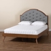 Baxton Studio Blanchard Mid-Century Modern Grey Fabric and Walnut Brown Wood King Size Platform Bed - BSOMG9776/9704-King