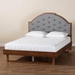 Baxton Studio Douglas Mid-Century Modern Grey Fabric and Walnut Brown Wood King Size Platform Bed - BSOMG9776/97043-King