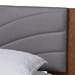 Baxton Studio Hemera Mid-Century Modern Grey Fabric and Walnut Brown Wood King Size Platform Bed With Floating Side Table - BSOMG-0222-Walnut/Dark Grey-King