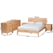 Baxton Studio Hosea Japandi Carved Honeycomb Natural King Size 5-Piece Bedroom Set - BSOSW8588-Natural-5PC King Bedroom Set