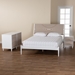 Baxton Studio Louetta Coastal White Caved Contrasting Queen Size 3-Piece Bedroom Set - BSOSW8591-White-3PC Queen Bedroom Set