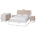 Baxton Studio Louetta Coastal White Caved Contrasting King Size 4-Piece Bedroom Set - BSOSW8591-White-4PC King Bedroom Set