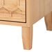 Baxton Studio Hosea Japandi Carved Honeycomb Natural 2-Drawer Nightstand - BSOSW8000-61NS2D-2DW-Natural-Nightstand
