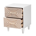 Baxton Studio Louetta Coastal White Caved Contrasting 2-Drawer Nightstand - BSOSW8000-63NS2D-2DW-White-Nightstand