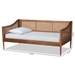 Baxton Studio Ogden Mid-Century Modern Walnut Brown Finished Wood and Synthetic Rattan Twin Size Daybed - BSOMG0074-Rattan/Walnut-Daybed