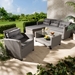 Baxton Studio Darian Modern and Contemporary Grey Fabric Upholstered and Grey Synthetic Rattan 4-Piece Patio Set - BSOMLM-210606-Dark Grey