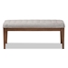 Baxton Studio Walsh Mid-Century Modern Grey Fabric Upholstered and Walnut Brown Finished Wood Dining Bench - BSOWM5030-Smoke/Walnut
