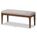 Baxton Studio Walsh Mid-Century Modern Grey Fabric Upholstered and Walnut Brown Finished Wood Dining Bench - BSOWM5030-Smoke/Walnut