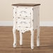 Baxton Studio Levron Classic and Traditional Two-Tone Walnut Brown and Antique White Finished Wood 2-Drawer End Table - BSOJY20B091-Antique White-ET