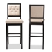 Baxton Studio Gideon Modern and Contemporary Sand Fabric Upholstered and Dark Brown Finished Wood 2-Piece Bar Stool Set - BSORH2083BP-Sand/Dark Brown-BS