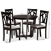 Baxton Studio Telma Modern and Contemporary Grey Fabric Upholstered and Dark Brown Finished Wood 5-Piece Dining Set - BSOTelma-Grey/Dark Brown-5PC Dining Set