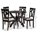 Baxton Studio Rasa Modern and Contemporary Grey Fabric Upholstered and Dark Brown Finished Wood 5-Piece Dining Set - BSORasa-Grey/Dark Brown-5PC Dining Set
