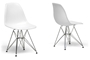 White Molded Plastic Wire Base Side Chair