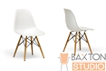 Baxton Studio Azzo White Plastic Accent Chair with Metal Support Wood Leg (Set of 2)