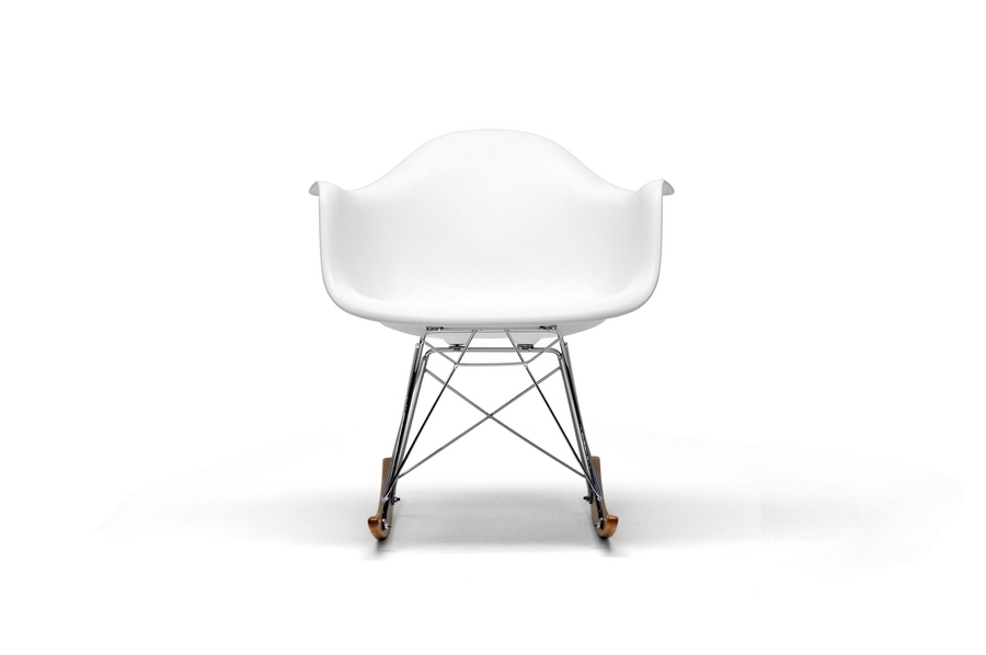 White Molded Plastic Shell Rocking Chair Affordable Modern