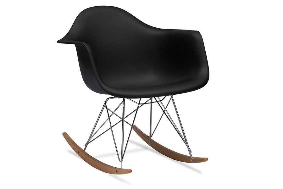 Baxton Studio Dario Black Plastic Mid Century Modern Rocking Chair