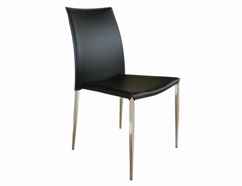 New York Black Leather With Chrome Legs Dining Chairs Affordable Modern Furniture In Chicago