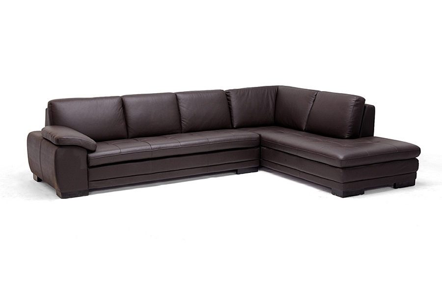 Baxton Studio Brown leather sofa sectional with chaise