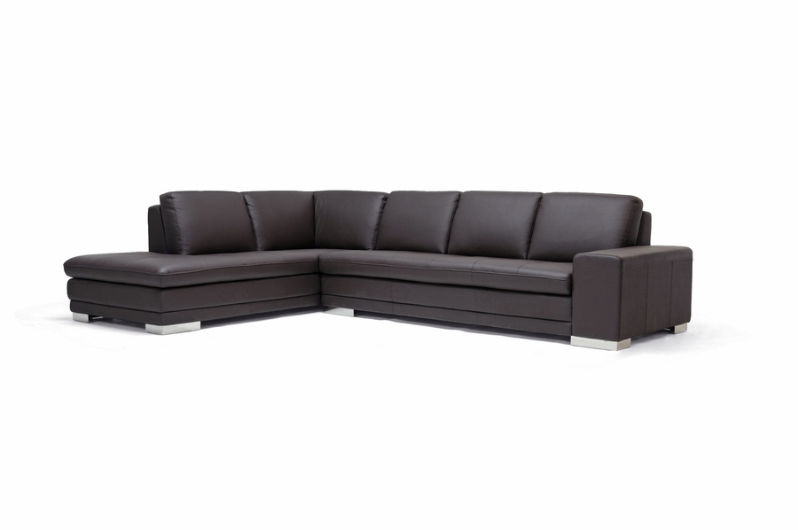 Baxton Studio Callidora Brown Leather Sectional Sofa with Left Facing Chaise
