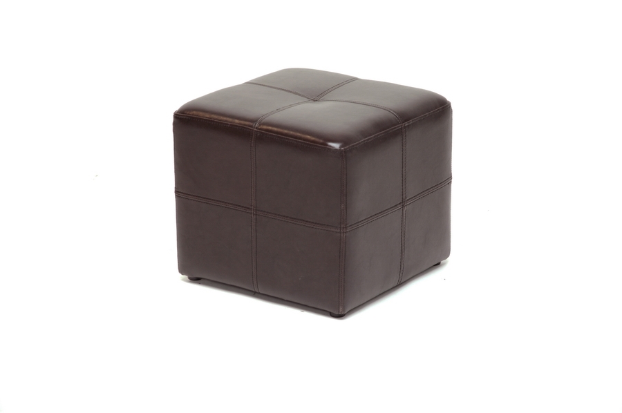 Baxton Studio Nox Dark Brown Bonded Leather Cube Ottoman