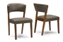 Baxton Studio Montreal Mid-Century Dark Walnut Wood Grey Faux Leather Dining Chairs