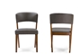 Baxton Studio Montreal Mid-Century Dark Walnut Wood Grey Faux Leather Dining Chairs - BSORT281-CHR