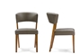 Baxton Studio Montreal Mid-Century Dark Walnut Wood Grey Faux Leather Dining Chairs - BSORT281-CHR