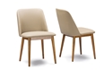 Baxton Studio Lavin Mid-Century Dark Walnut Beige Faux Leather Dining Chairs