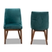 Baxton Studio Gilmore Modern and Contemporary Teal Velvet Fabric Upholstered and Walnut Brown Finished Wood 2-Piece Dining Chair Set - BSOBBT5381-Teal Velvet/Walnut-DC