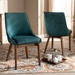 Baxton Studio Gilmore Modern and Contemporary Teal Velvet Fabric Upholstered and Walnut Brown Finished Wood 2-Piece Dining Chair Set - BSOBBT5381-Teal Velvet/Walnut-DC