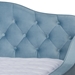 Baxton Studio Freda Transitional and Contemporary Light Blue Velvet Fabric Upholstered and Button Tufted Full Size Daybed with Trundle - BSOFreda-Light Blue Velvet-Daybed-F/T